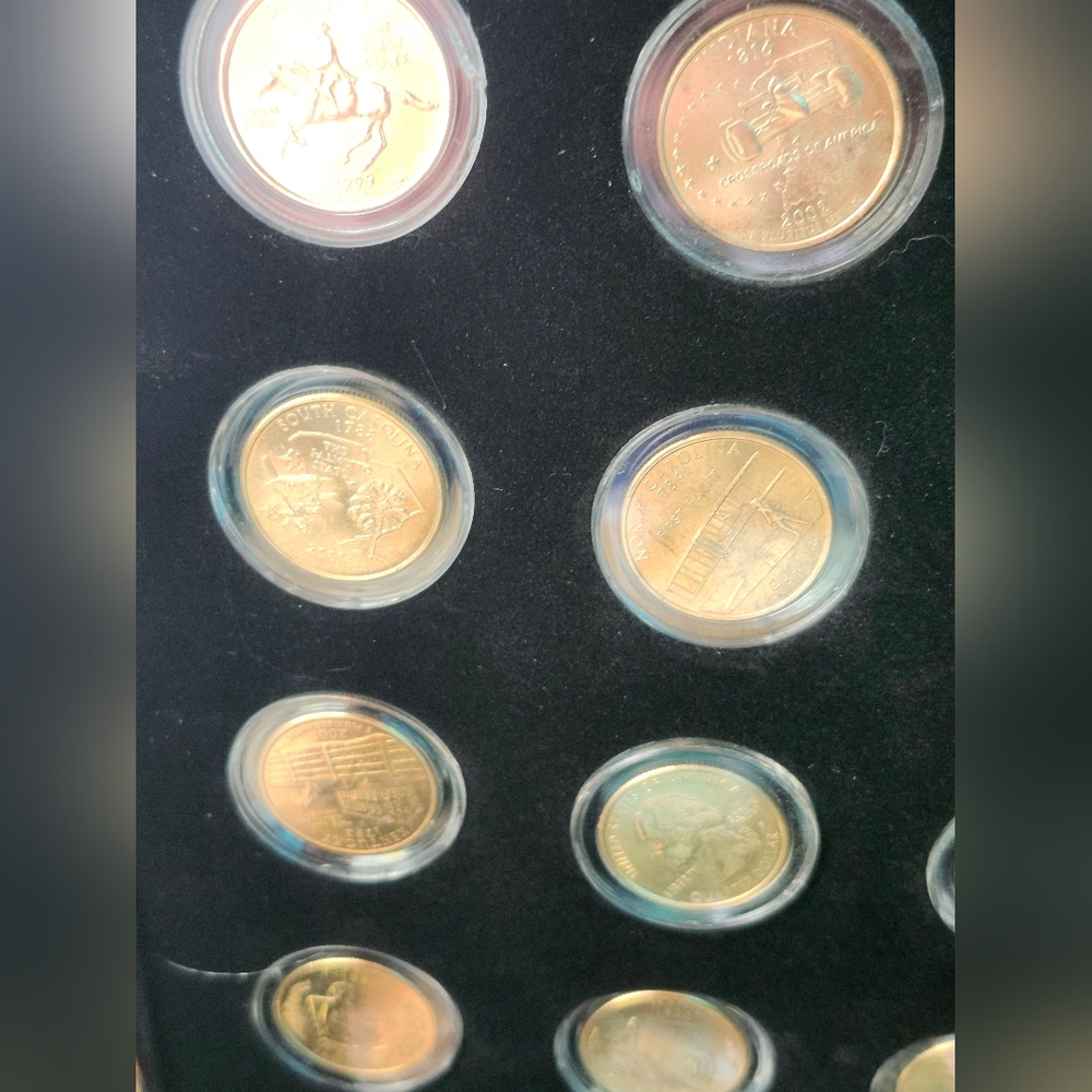 24kt. Gold Plated State Quarter Set Phiadelphis Mint In Display Case - Picture 5 of 14
